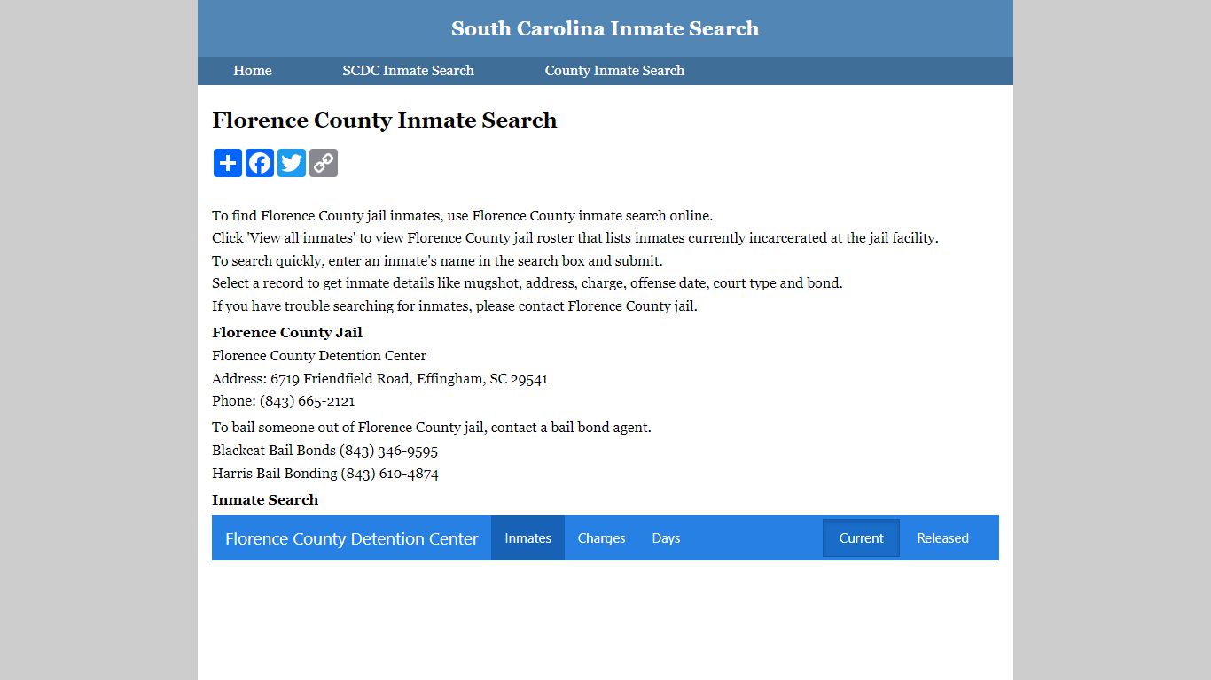 Florence County Inmate Search