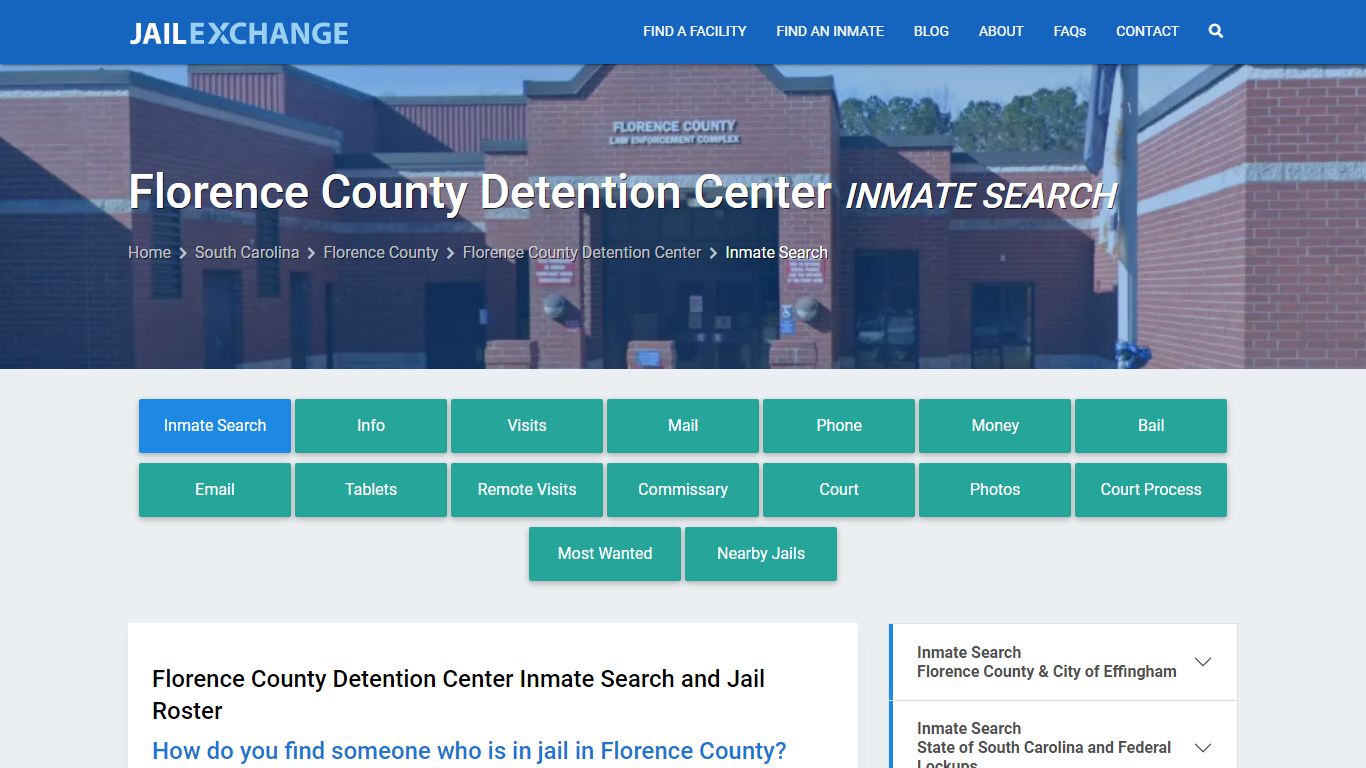 Florence County Detention Center Inmate Search - Jail Exchange